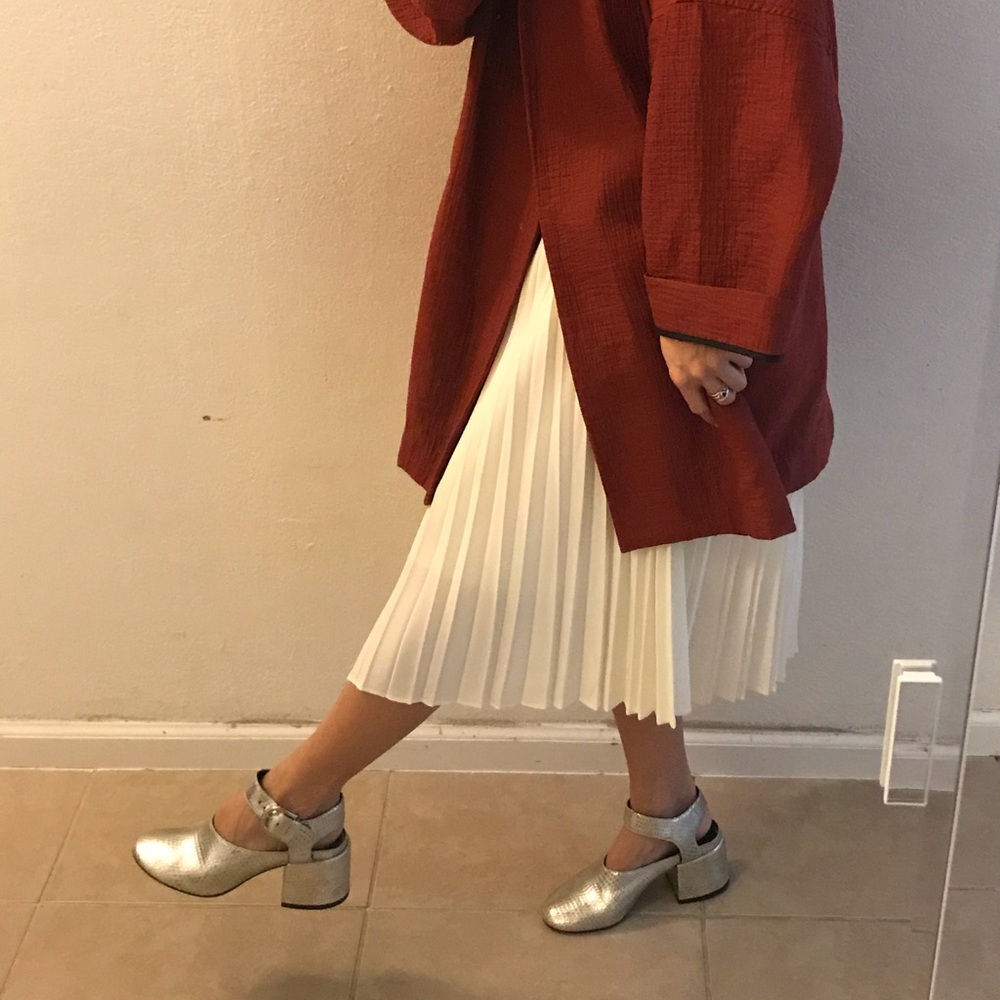 Maison Martin Margiela Silver Block Heel Shoes